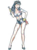 Tinsley Transfers Pin Up Mechanic Girl Temporary Tattoo - Alternative Image