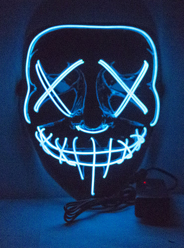 Purge Adults Blue Light Up Halloween Costume Mask - Main Image
