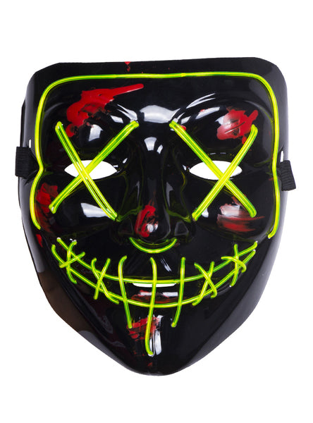 Purge Adults Fluro Green Light Up Halloween Costume - Alternative Image