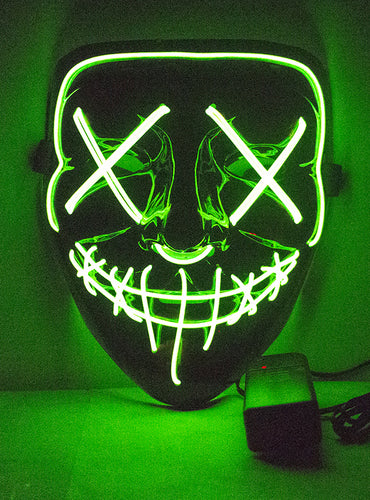 Purge Adults Fluro Green Light Up Halloween Costume - Main Image