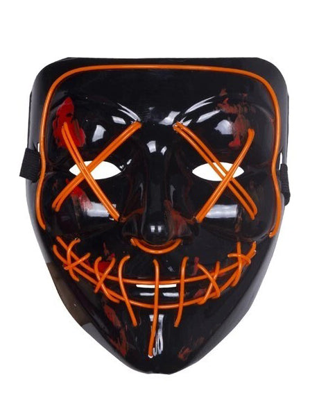 Purge Adults Orange Light Up Halloween Costume Mask - Alternative Image
