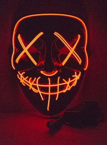 Purge Adults Orange Light Up Halloween Costume Mask - Main Image