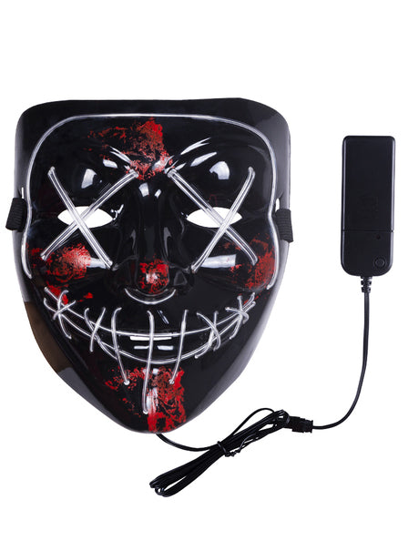 Purge Adults White Light Up Halloween Costume Mask - Alternative Image 2