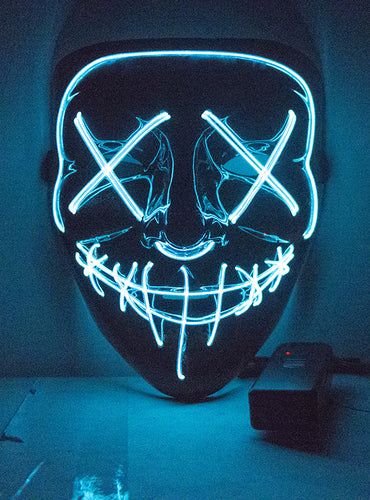 Purge Adults White Light Up Halloween Costume Mask - Main Image