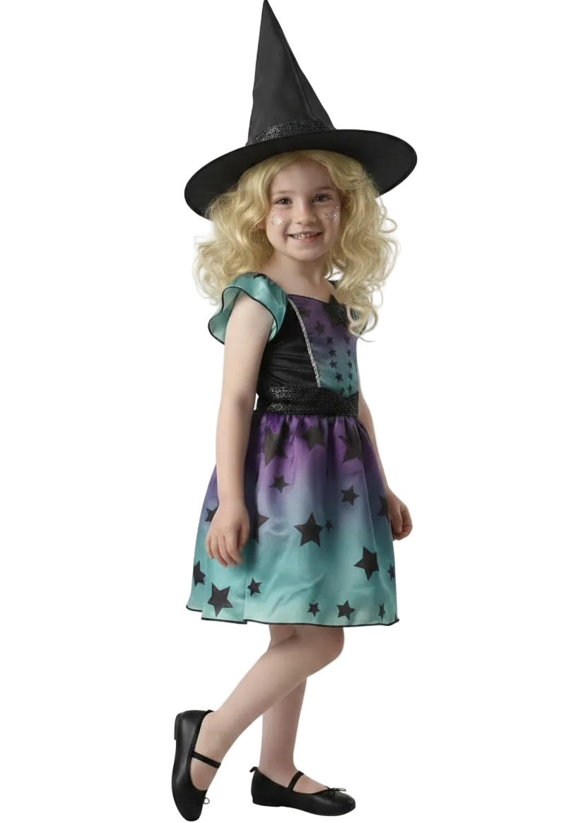 Purple and Blue Ombre Toddler Girls Witch Costume - Main Image