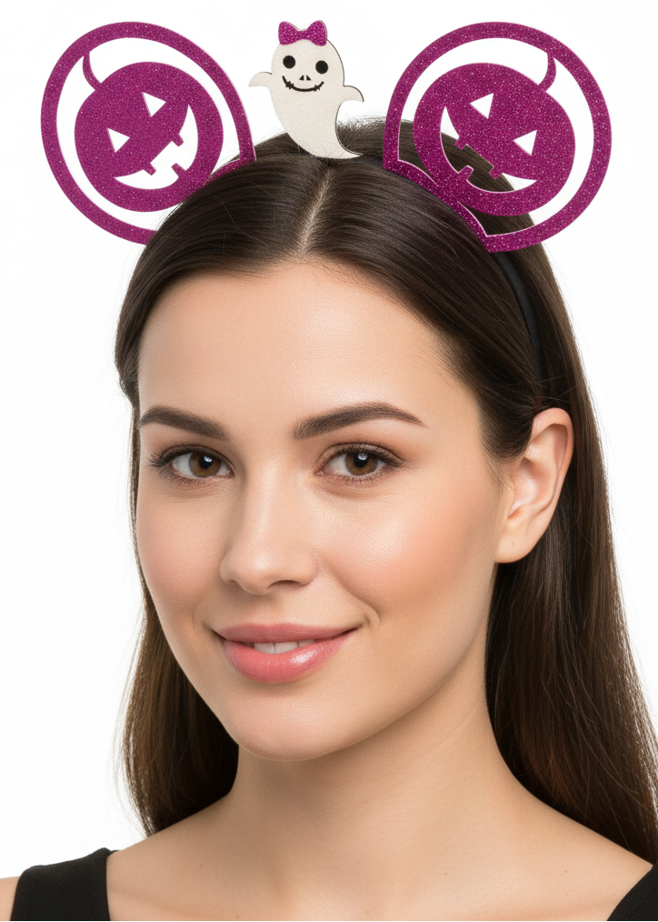 Sparkly Purple Pumpkin Mouse Ears Costume Headband - main image