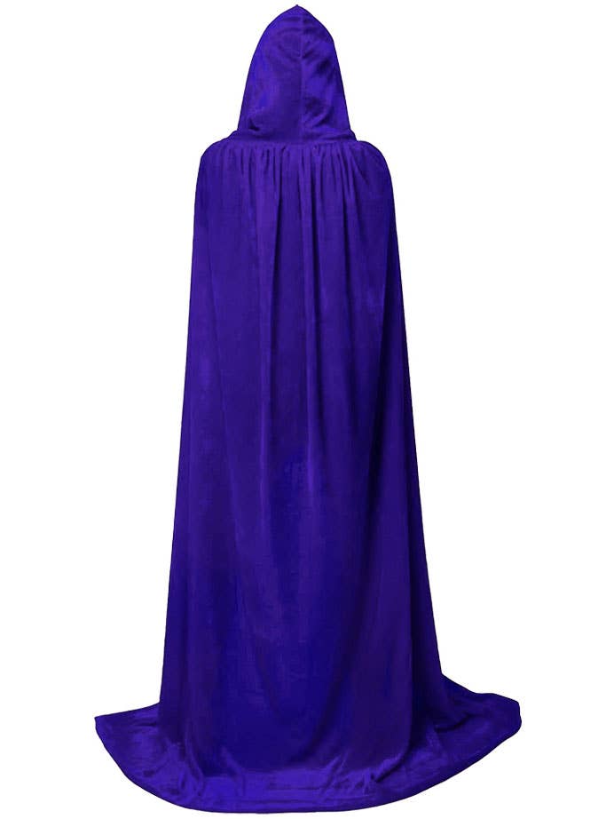 Cape Behind Long Hooded Purple Velvet Costume Cape