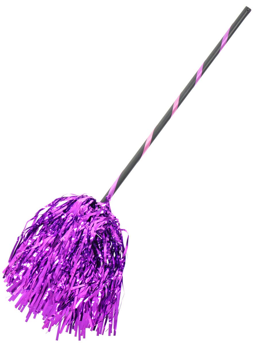 Image of Purple Tinsel Witch Broomstick Halloween Accessory