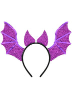 Image of Bright Purple Sparkly Bat Wings Costume Headband