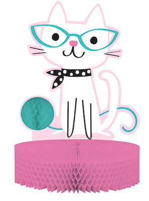 Purrfect Party Pink Cat 30cm Honeycomb Centrepiece – Main Image