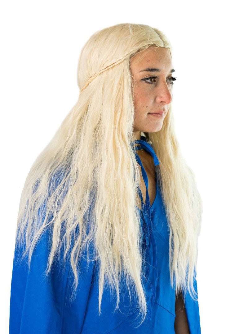 Queen of Dragons Womens Long Blonde Costume Wig - Side Image