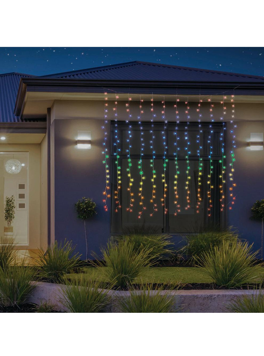 Rainbow Colour 3.6 Metre LED Curtain Christmas Lights - Main Image