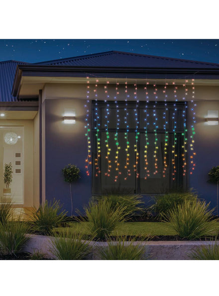 Rainbow Colour 3.6 Metre LED Curtain Christmas Lights - Main Image