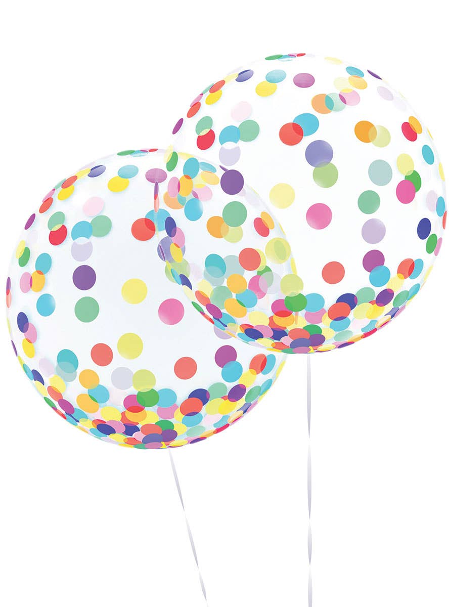 Image of Rainbow Confetti Print 2 Pack 45cm Orb Balloons