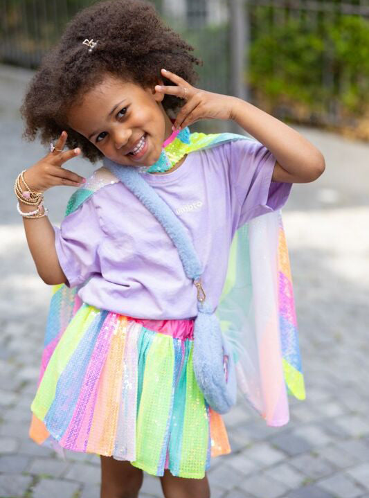 Rainbow Sequin Girls Costume Cape - Lifestyle Image 2
