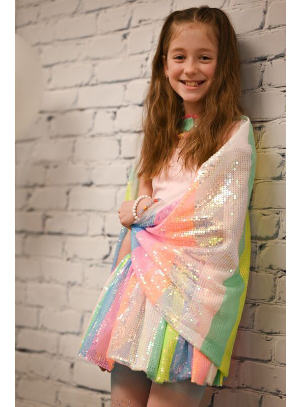 Rainbow Sequin Girls Costume Cape - Lifestyle Image 3