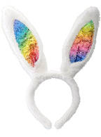 Rainbow Sequin Bunny Ears Costume Headband