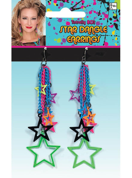 Rainbow Stars 80s Costume Earrings