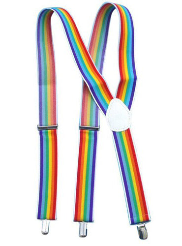 Rainbow Striped Adults Costume Suspenders - Main Image