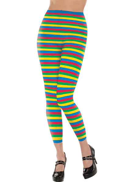Womens Rainbow Full Length Footless Leggings