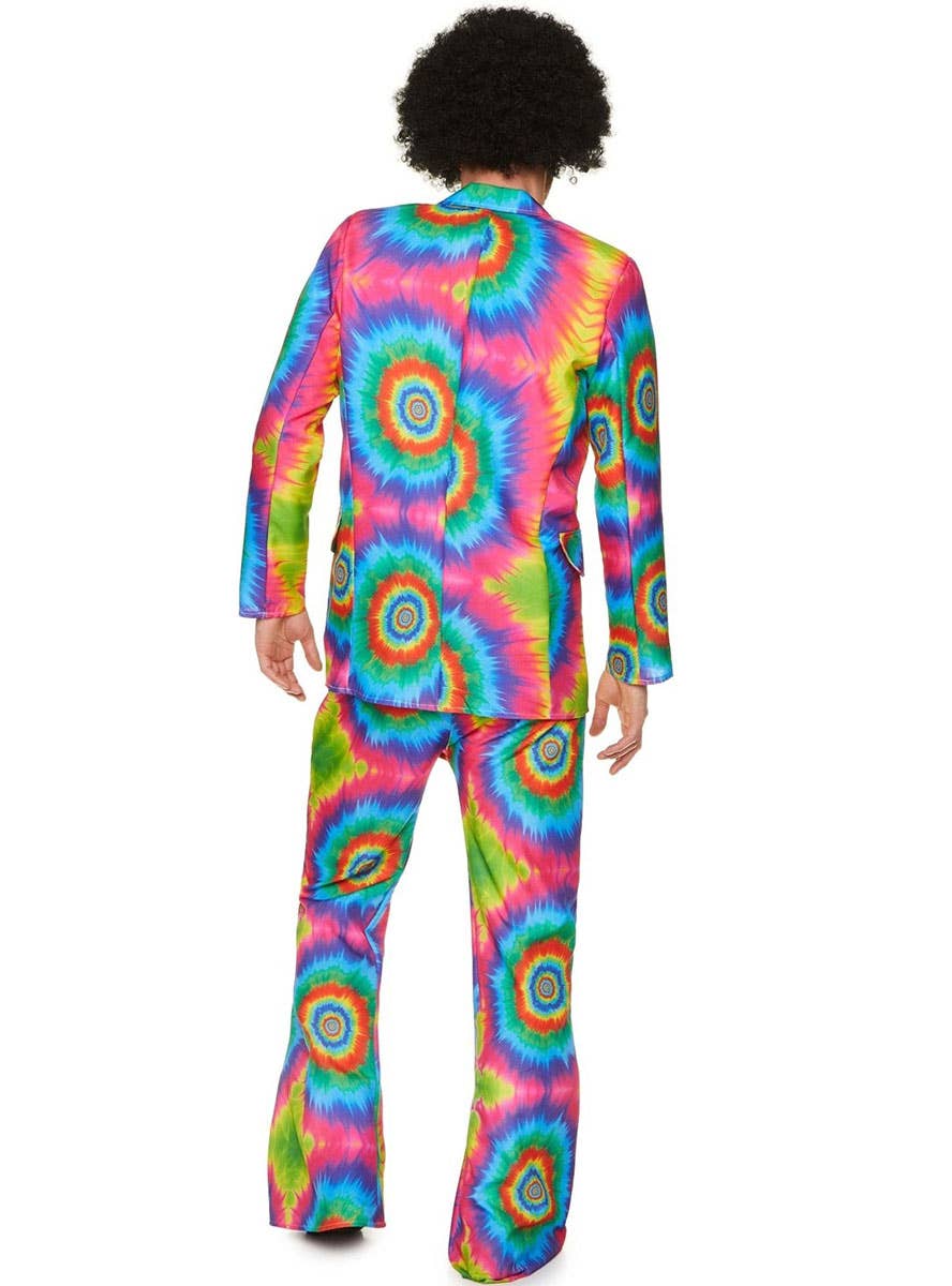 70s Tie Dye Men's Rainbow Hippie Costume Suit - Back Image 