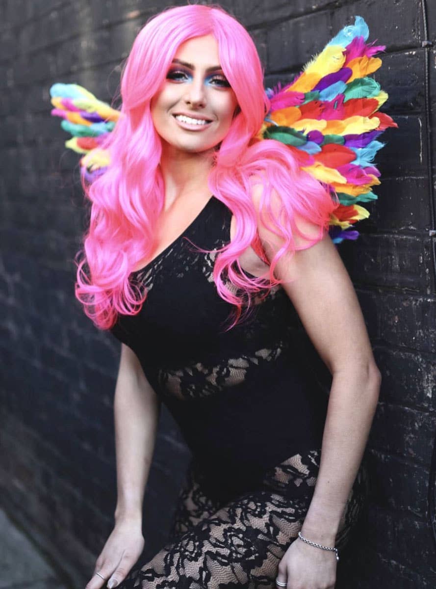 Rainbow Feather Costume Wings Lifestyle Image 1