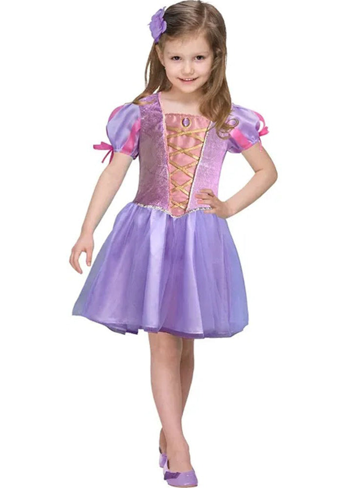 Rapunzel Girls Purple Fairytale Princess Costume - Main Image