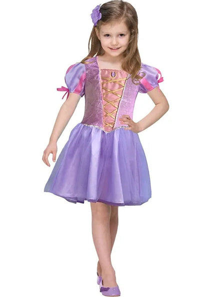 Rapunzel Girls Purple Fairytale Princess Costume - Main Image