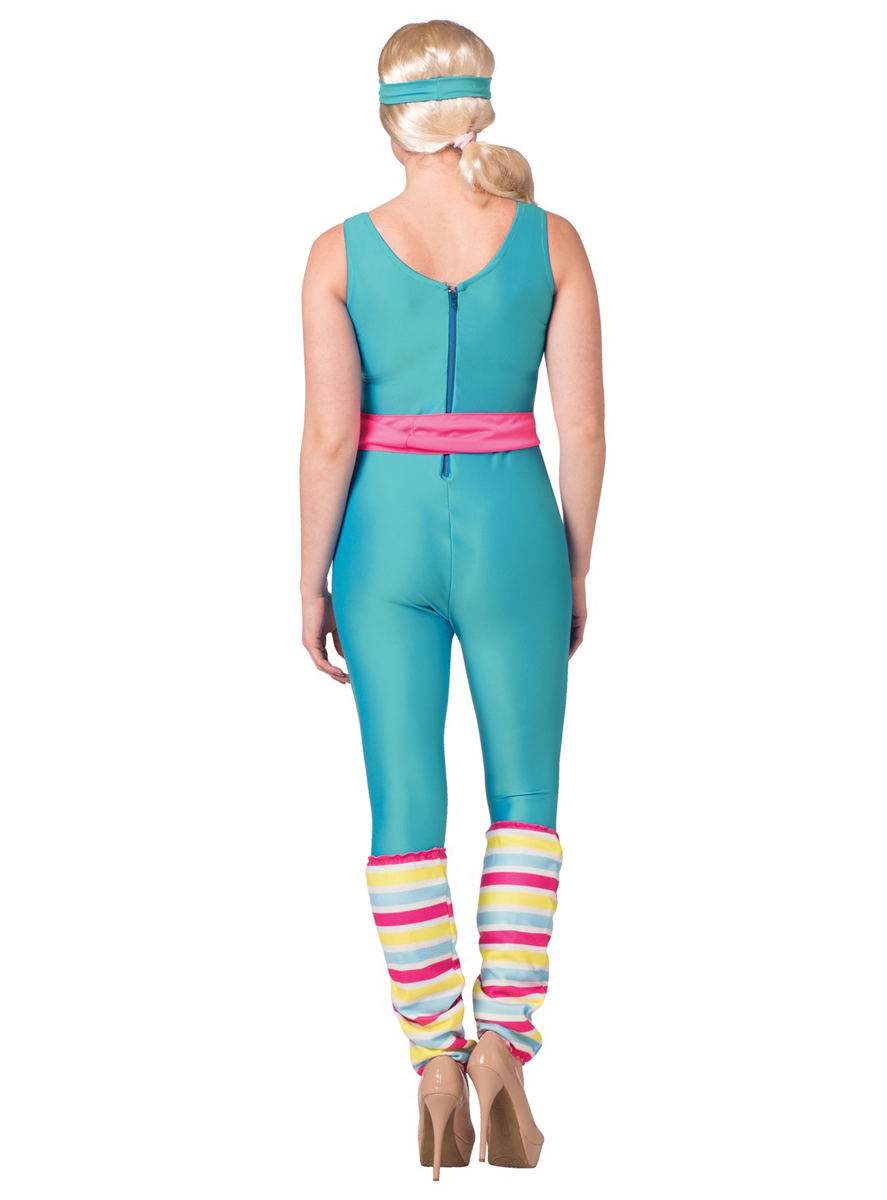 Womens Deluxe 80s Exercise Barbie Costume - Back Image