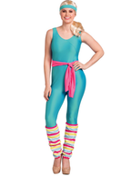 Womens Deluxe 80s Exercise Barbie Costume - Front Image