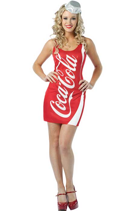 Womens Coca Cola Sexy Fancy Dress Costume Dress - Main Image