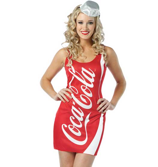 Womens Coca Cola Sexy Fancy Dress Costume Dress - Close Image