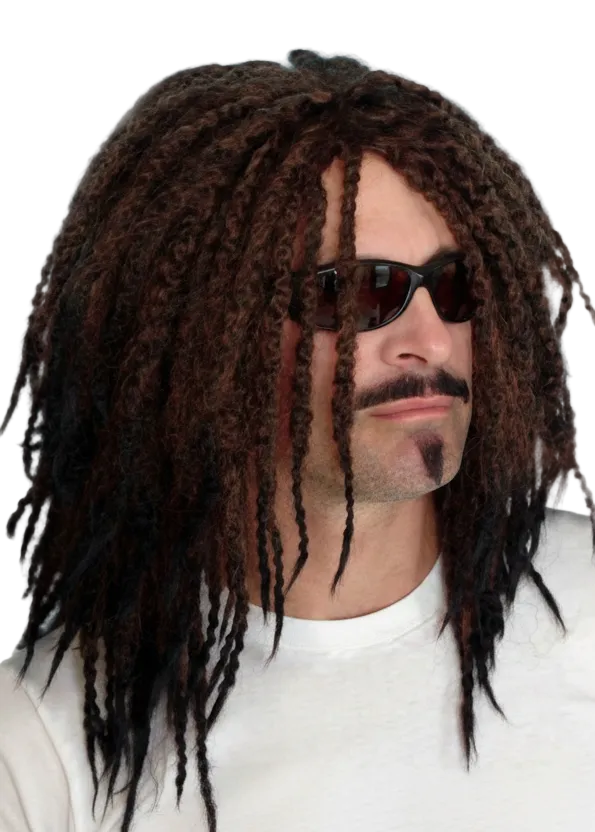 Mens Dark Brown Rasta Dreadlocks Costume Wig - main image