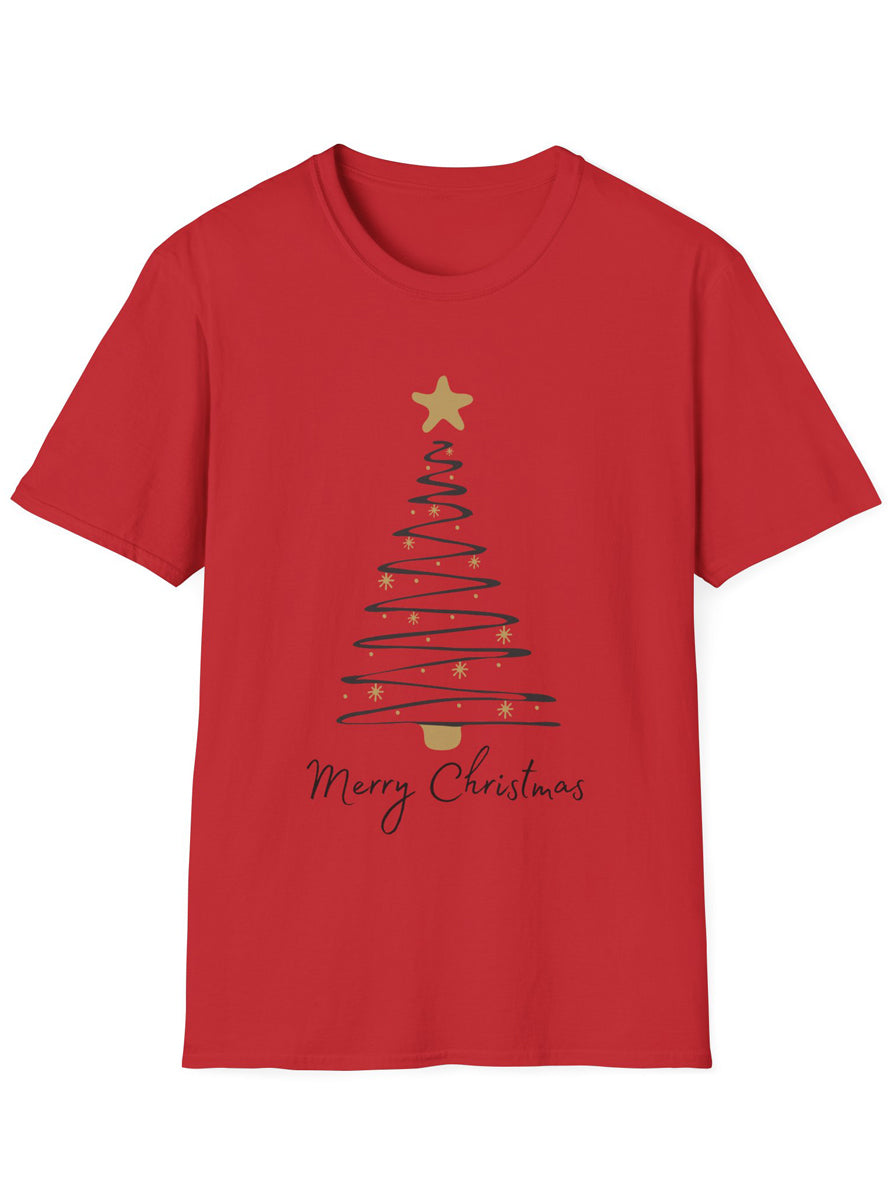 Adults Shirt with Red and Black Scribble Christmas Tree Print