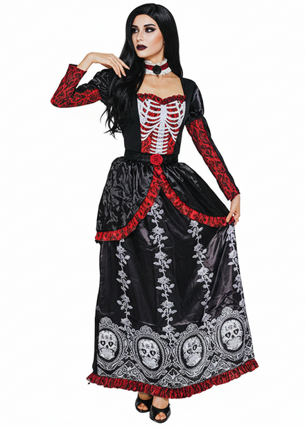 Image of Skeleton Princess Women's Day of the Dead Costume - Main Image