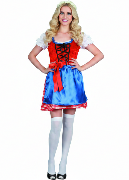 Red and Blue Oktoberfest Costume for Women - Main Image