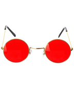  70s Round Red Tinted Hippie Costume Glasses