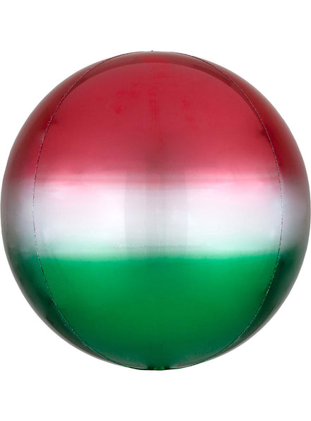 Red And Green Ombre 38Cm X 40Cm Self Sealing Orbz Christmas Balloon - Main Image