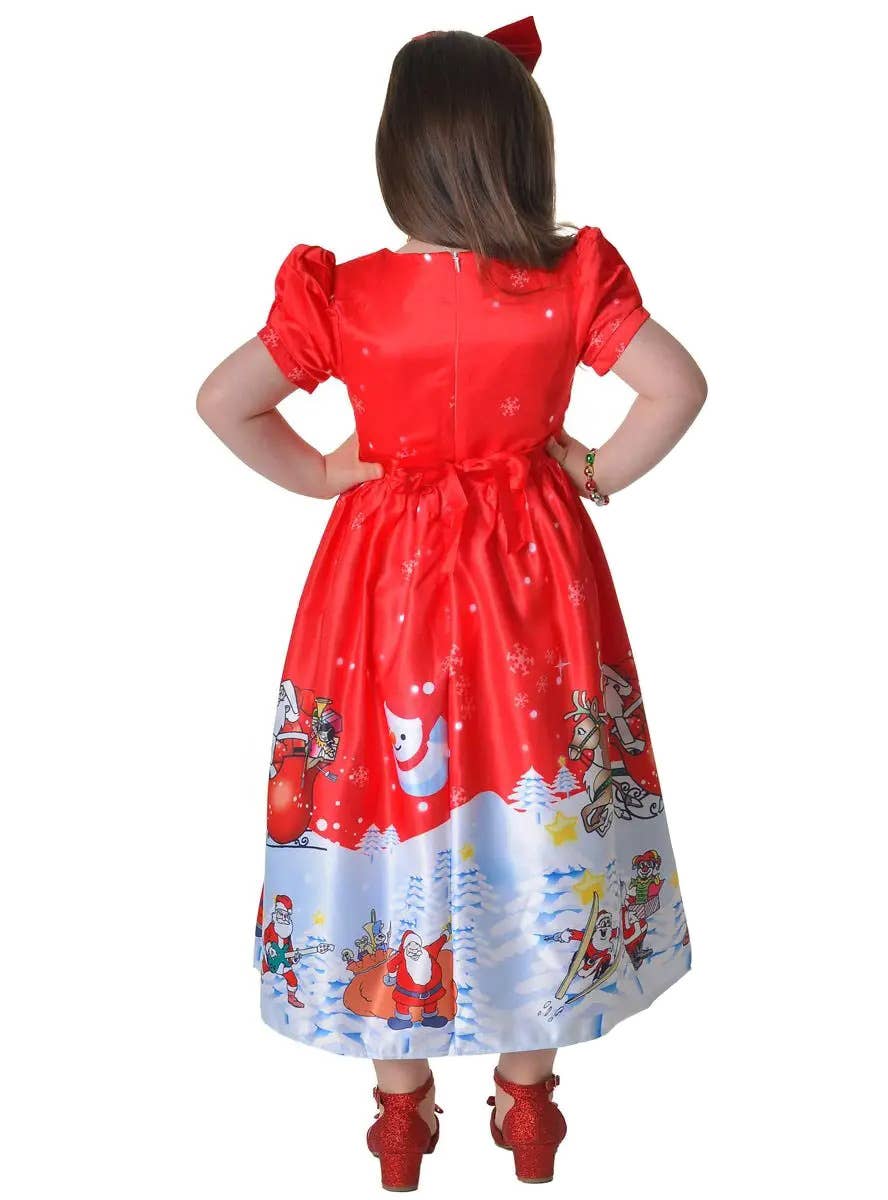 Deluxe Red Santa Print Christmas Dress