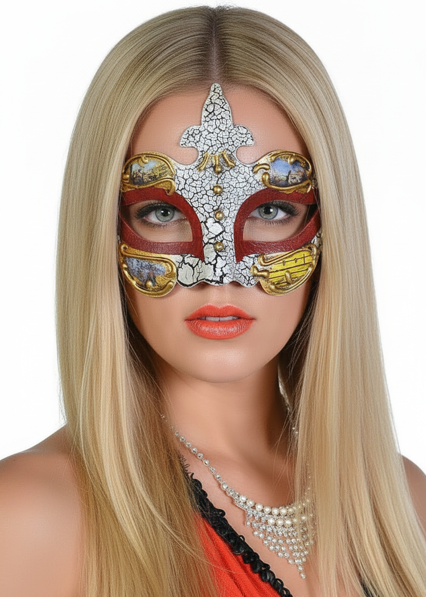 Red Baroque Women's Masquerade Costume Mask - main image