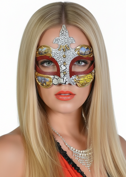 Red Baroque Women's Masquerade Costume Mask - main image