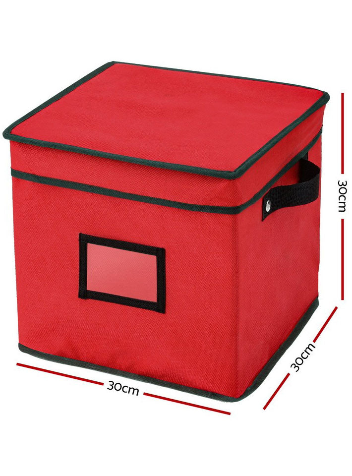Red Christmas Ornament Storage Box With 64 Divider Compartments Dimensions Image
