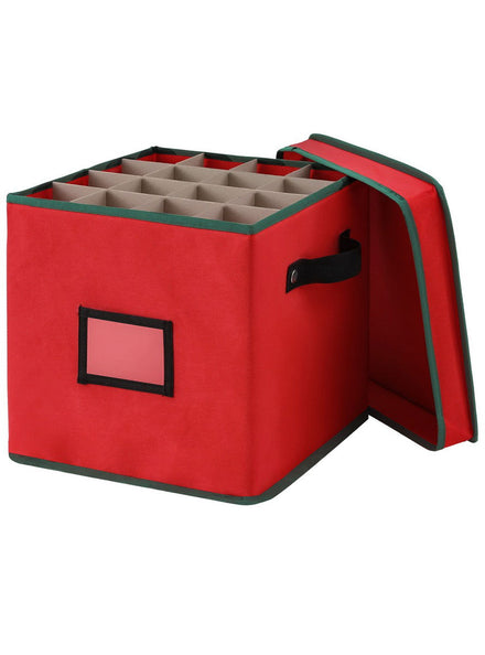 Red Christmas Ornament Storage Box With 64 Divider Compartments Main Image