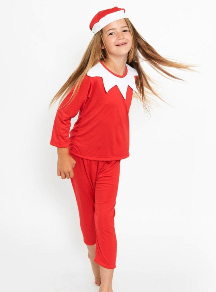 Red Elf on the Shelf Girls Christmas Costume - Alternative Image 1