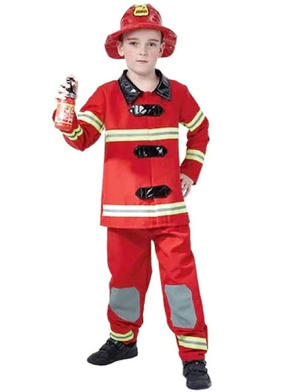 Boys Red Fire Fighter Dress Up Costume