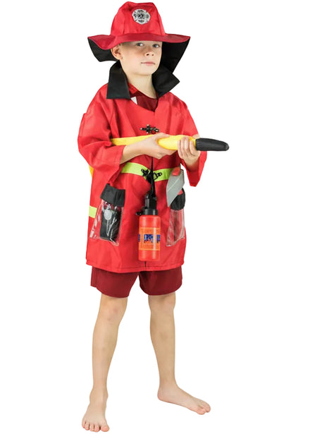 Boys Red Firefighter Dress Up Costume Alternate Image
