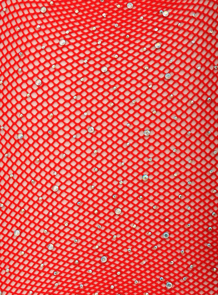 Full Length Womens Red Diamante Stockings