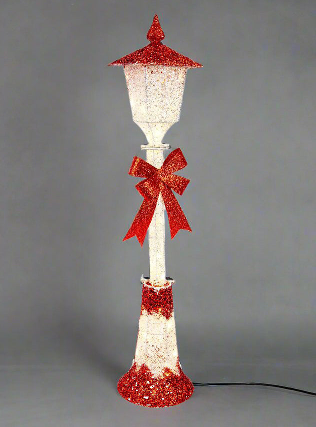 Red Glitter 120cm Twinkling Street Lamp Christmas Decoration - Alternate Image