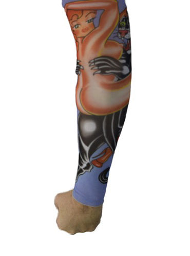 Red Hair Lady Adults Single Costume Tattoo Sleeve - Main Image