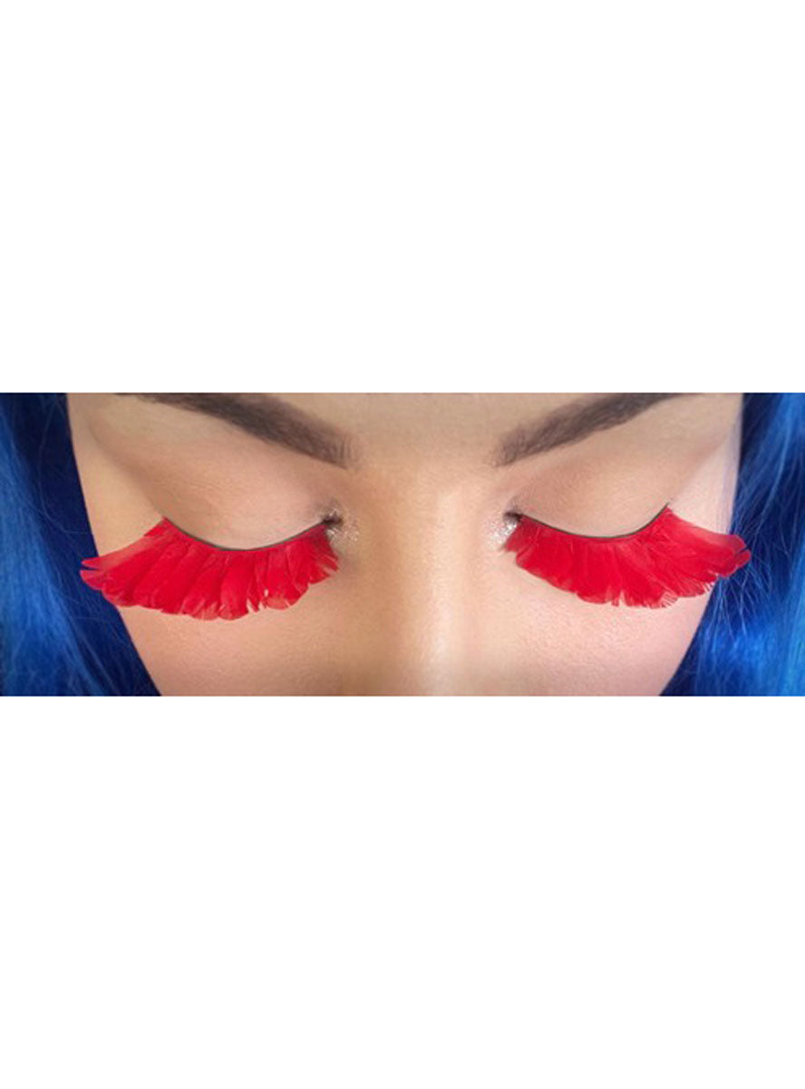 Red Plume Feather Stick On Eyelashes